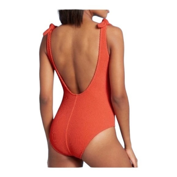Kona Sol One Piece Textured Swimsuit Rust NWT Medium - Picture 3 of 13